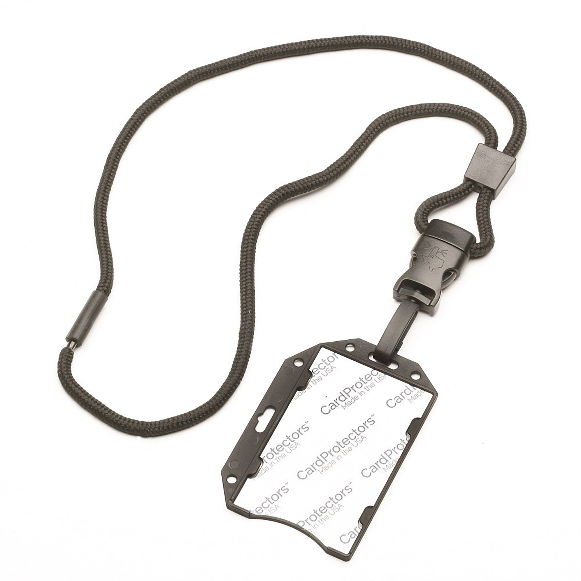 Neck Lanyard, Rigid Rfid Protection 1 Card Holder, Removable Swivel Hook, Black, 36" x .25" - 12/PK