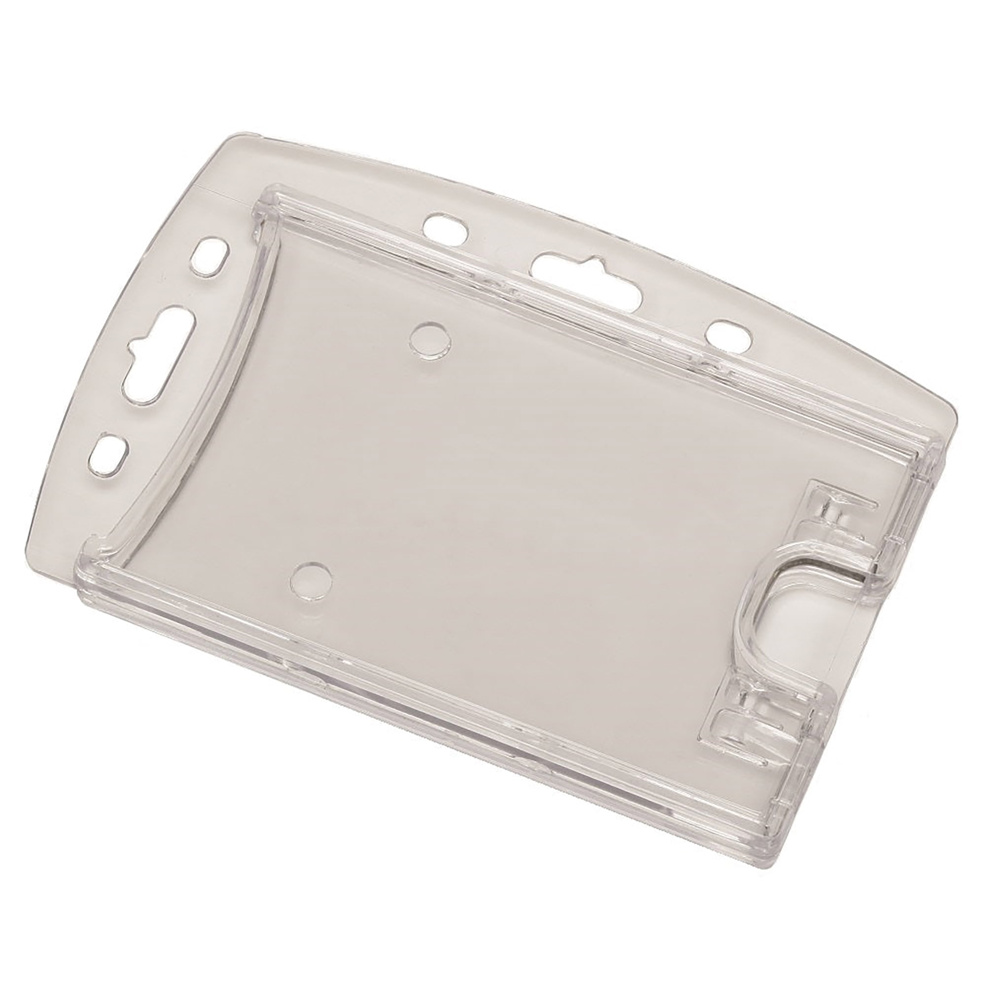 Id Card Holder, Dual Cards, Rigid Plastic, Horizontal/Vertical, Clear - 12/PK