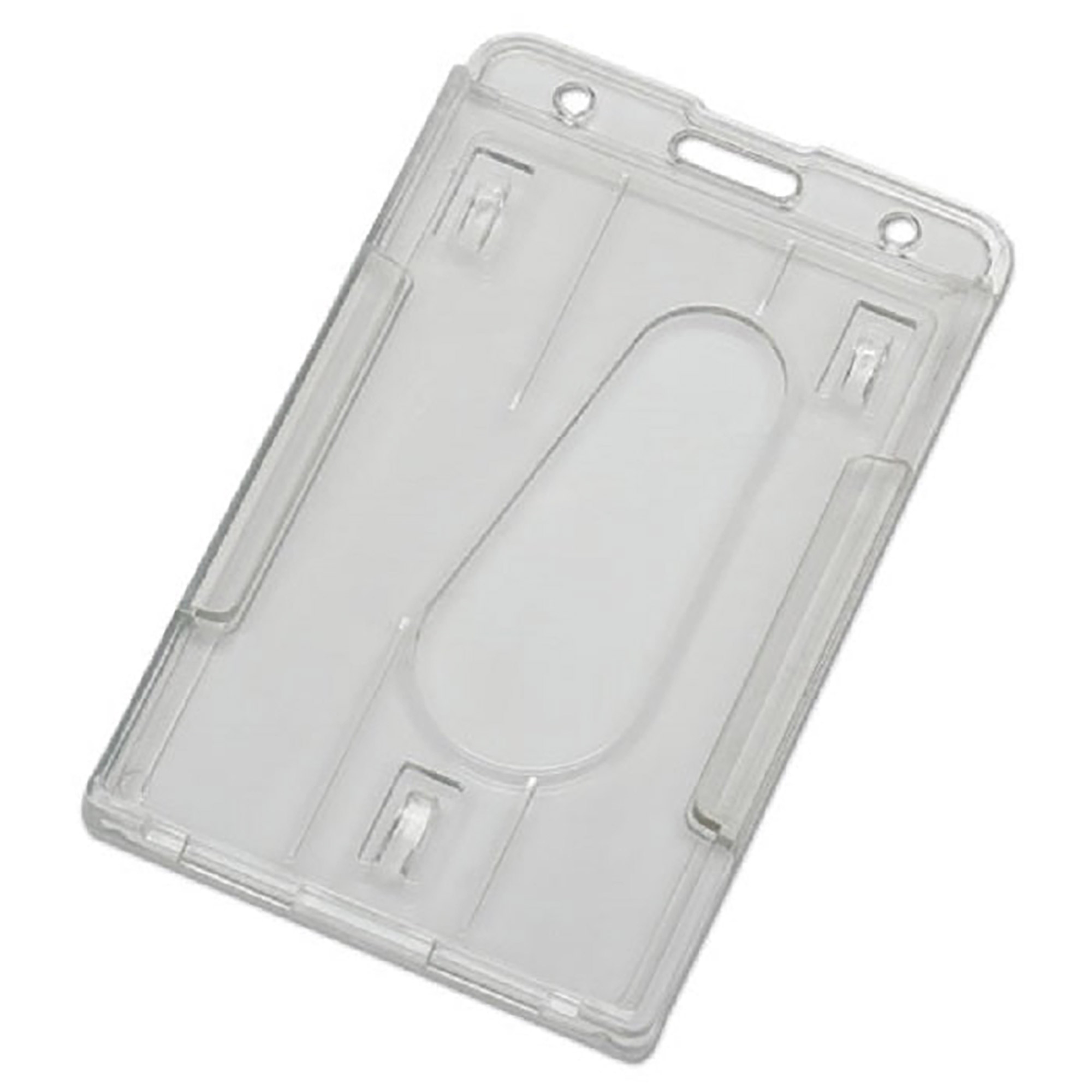 Id Card Holder, Dual Cards, Rigid Plastic, Vertical, Clear - 24/PK