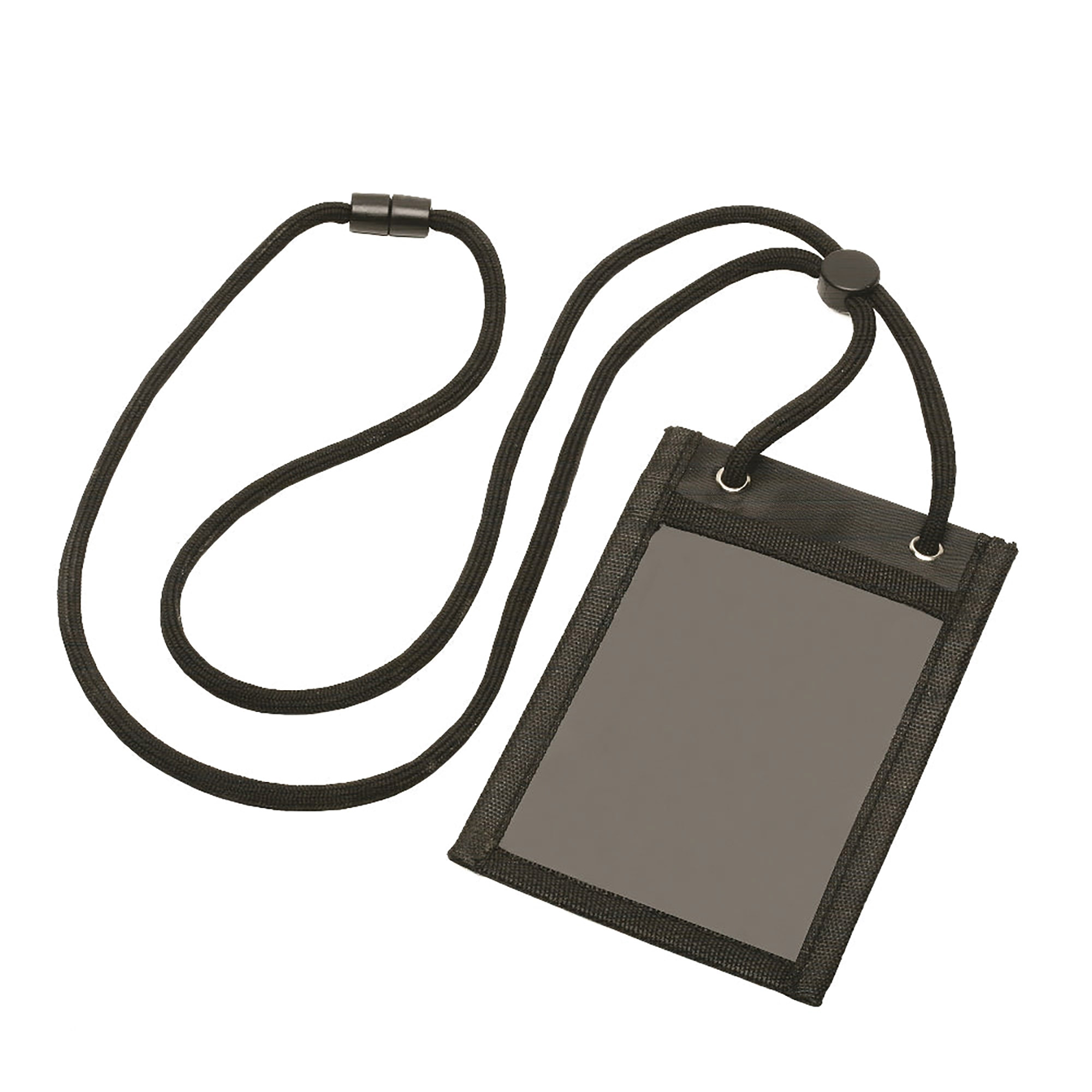 Credential Holder, Vertical, Cord Lanyard, Black - Each