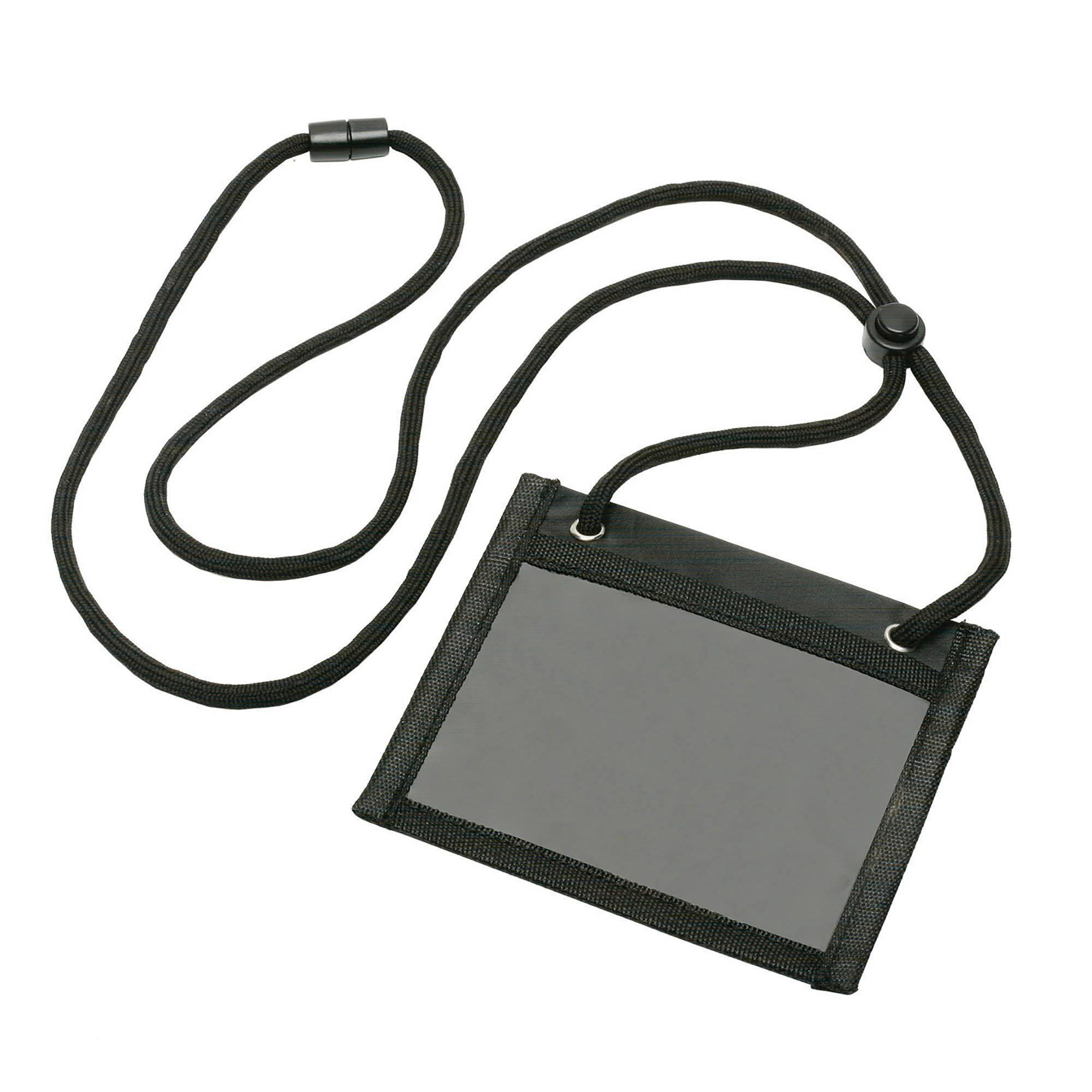 Credential Holder, Horizontal, Black, Cord Lanyard - Each