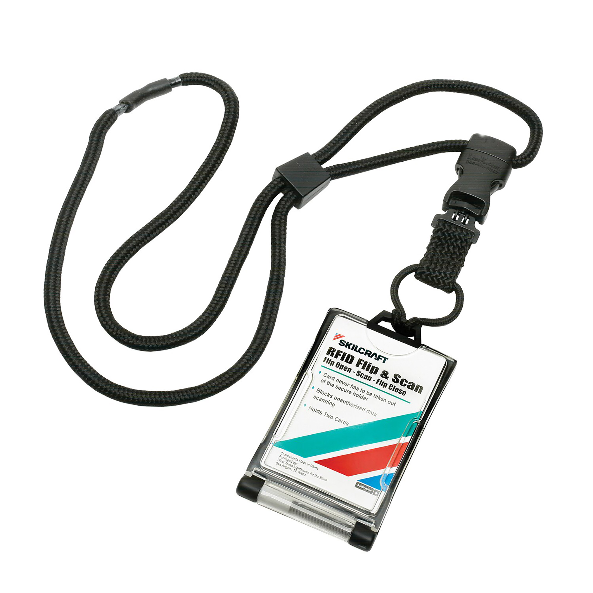 Lanyard, Cord Style, Closed Face, RFID Dual Card Holder - 12/PK