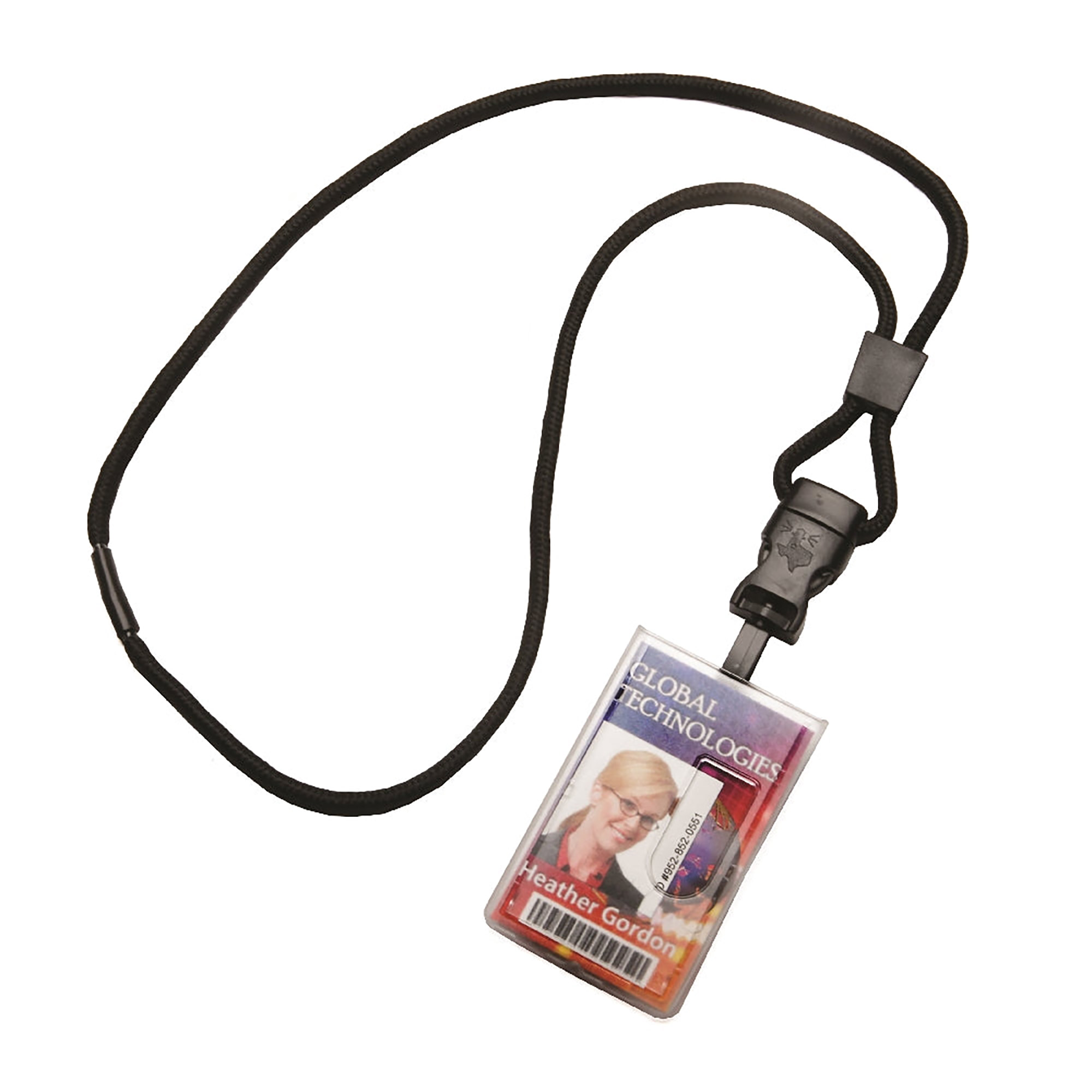 Dual Card Holder, Frosted, Rigid, Vertical, 2.15" x 3.44" w/ Cord Style Lanyard, 36" x 1/4" - 12/PK